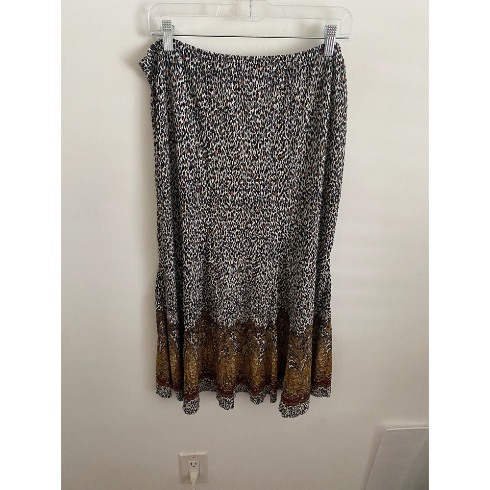 Pleat Pleat by Rafael Women‎ Leopard Paisley Border Micro Pleated Midi Skirt L